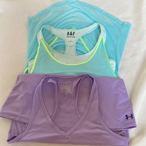 2 bundle for $19. Under Armour purple Active Tank. Abercrombie & Fitch Tang.sz S